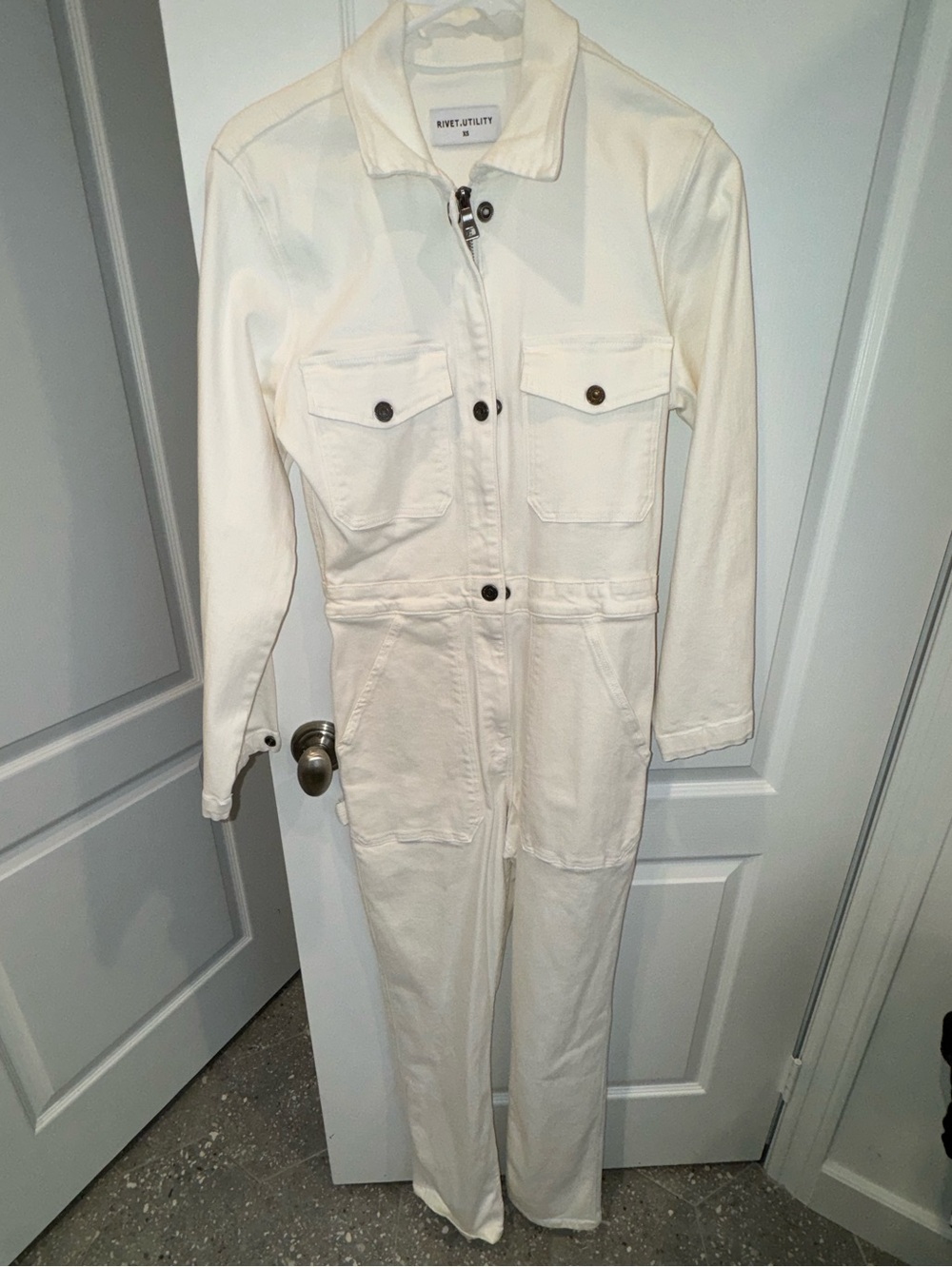 Rivet Utility White Powerhouse Jumpsuit Size XS